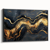 Luxury Abstract Wall Art – High-End Black & Gold Canvas Print
