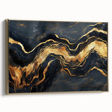Luxury Abstract Wall Art – High-End Black & Gold Canvas Print
