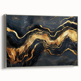 Luxury Abstract Wall Art – High-End Black & Gold Canvas Print