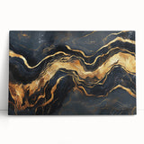 Luxury Abstract Wall Art – High-End Black & Gold Canvas Print