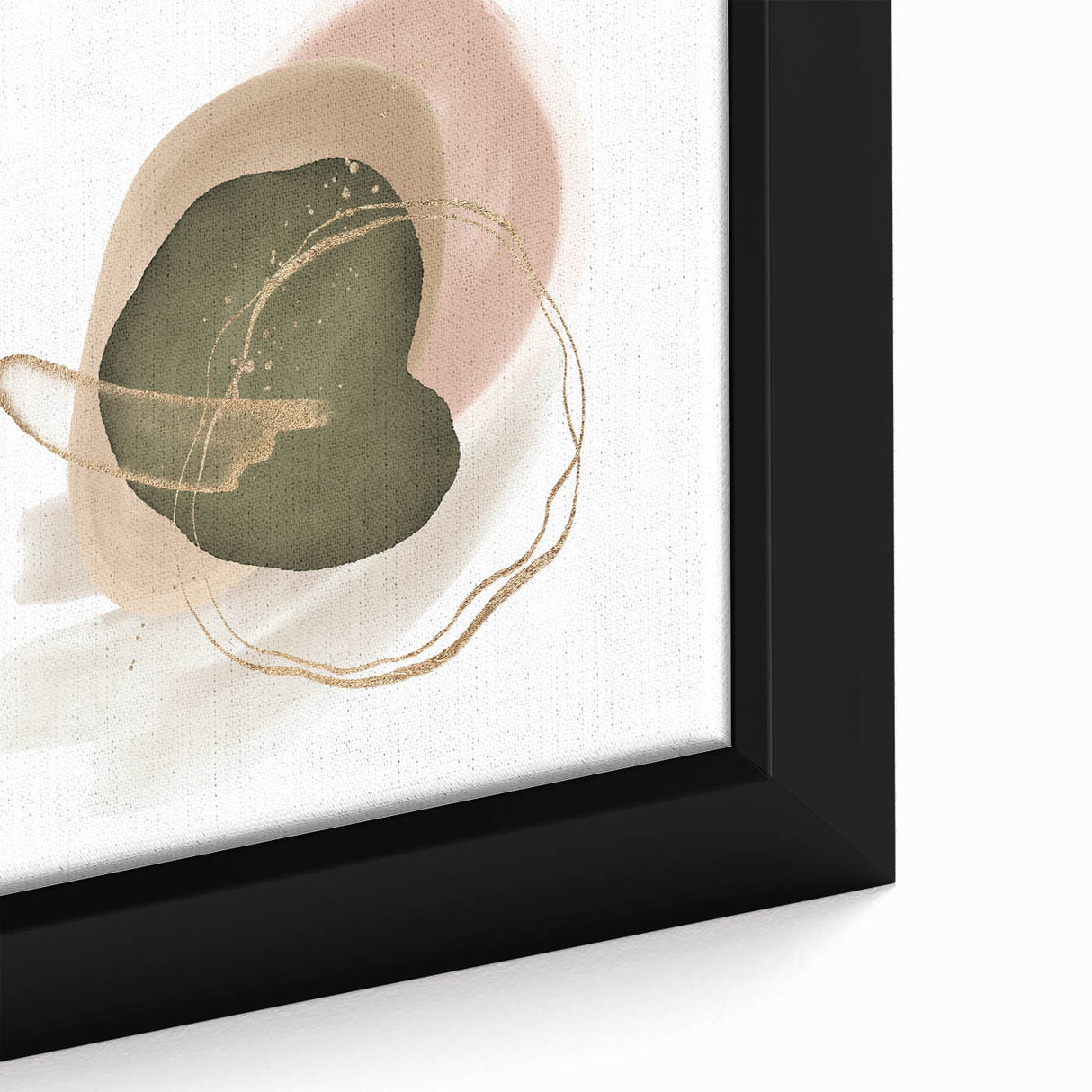 Abstract Geometric Framed Art – Olive Green & Blush Minimalist Print