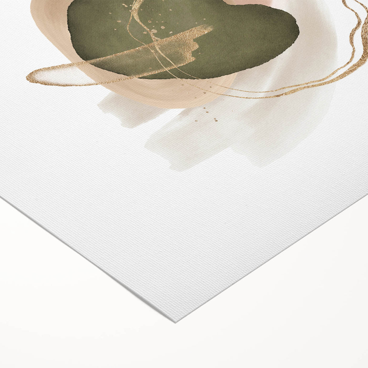 Abstract Geometric Framed Art – Olive Green & Blush Minimalist Print