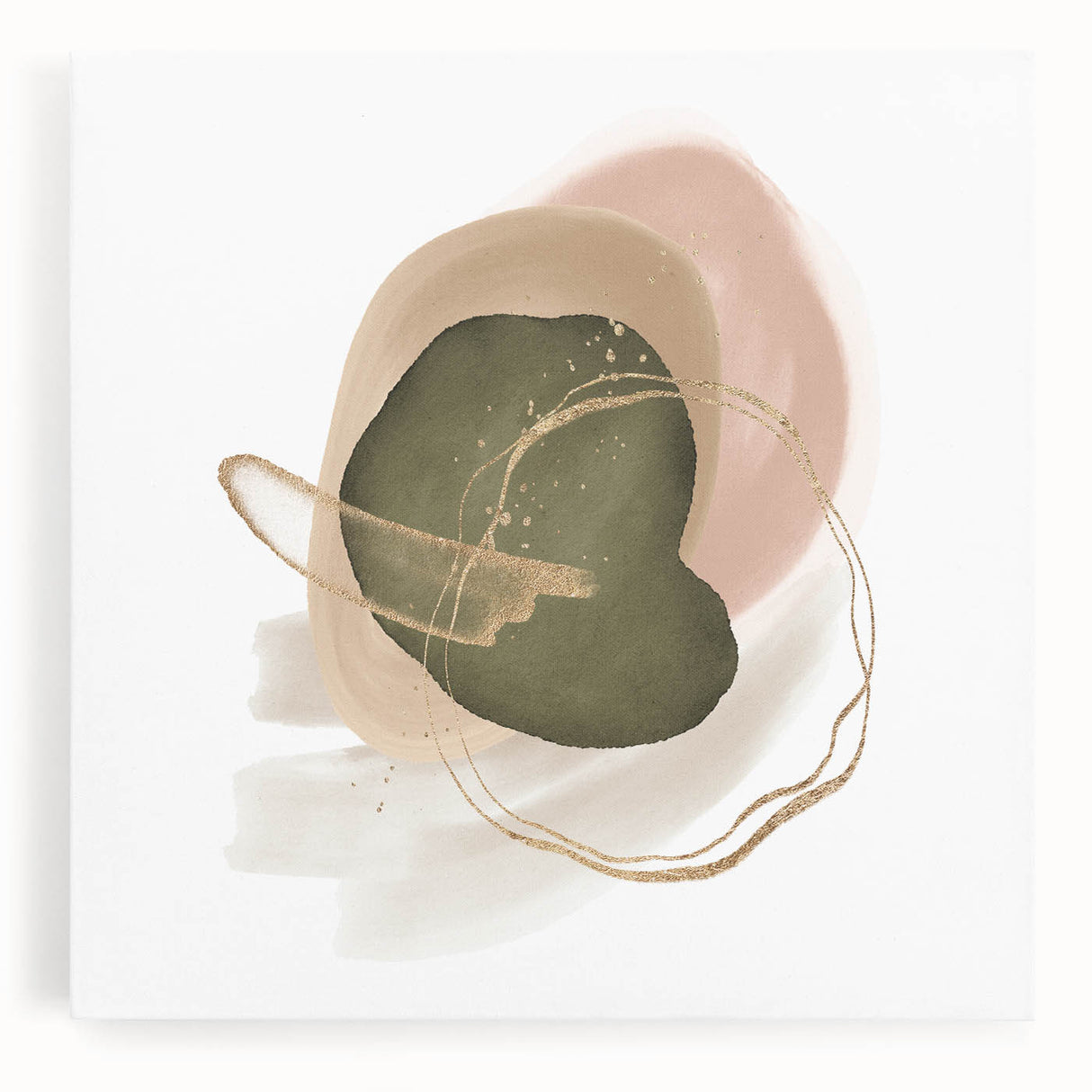 Abstract Geometric Framed Art – Olive Green & Blush Minimalist Print
