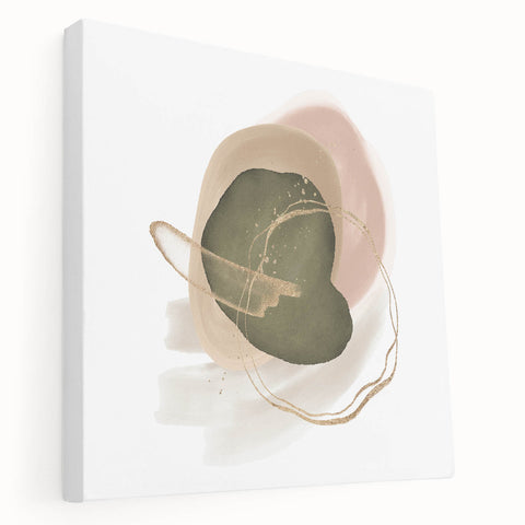 Abstract Geometric Framed Art – Olive Green & Blush Minimalist Print