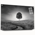 Minimalist Landscape Wall Art – Black and White Tree Scene Print