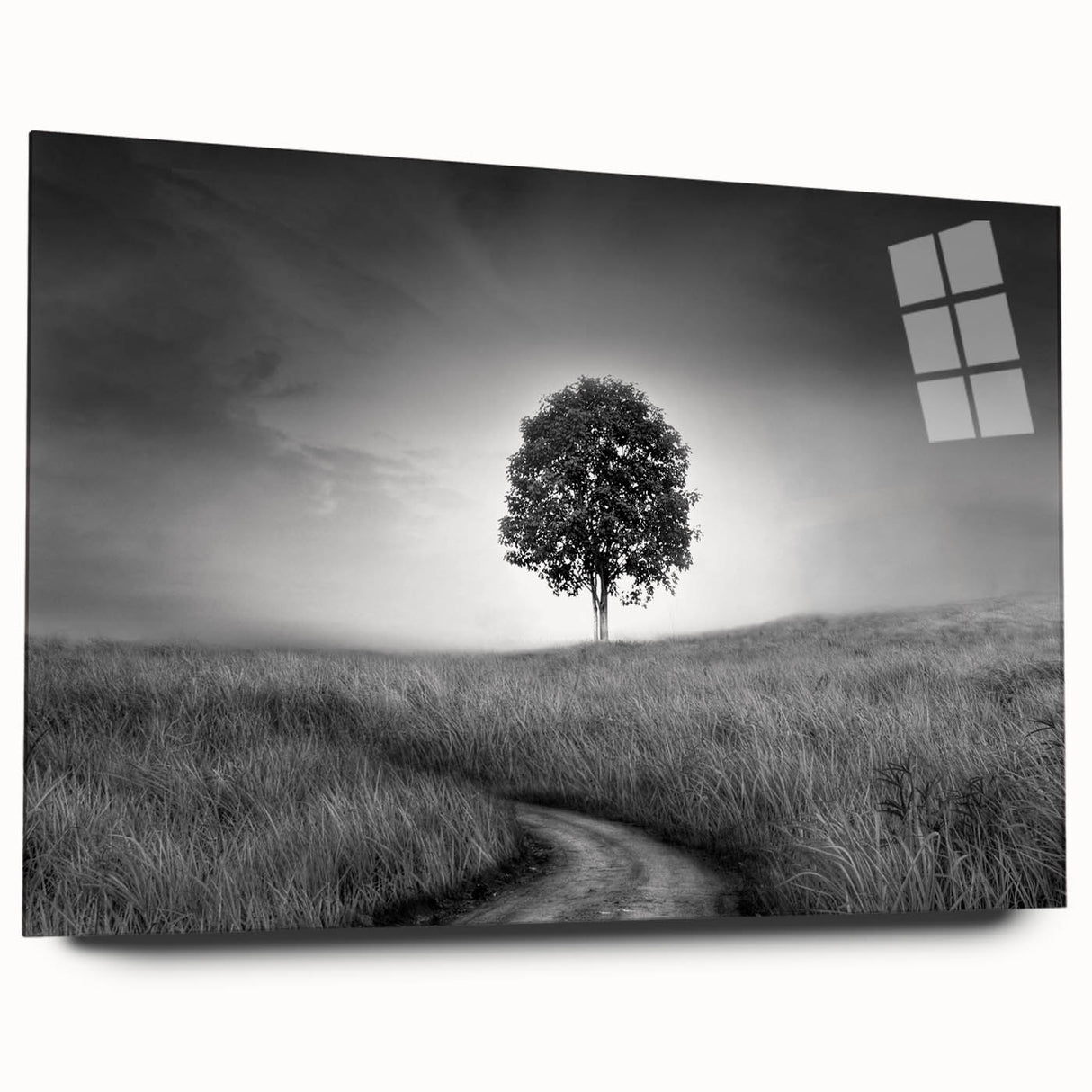 Minimalist Landscape Wall Art – Black and White Tree Scene Print