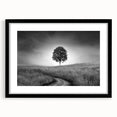 Minimalist Landscape Wall Art – Black and White Tree Scene Print