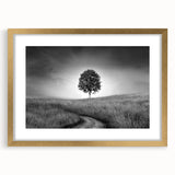 Minimalist Landscape Wall Art – Black and White Tree Scene Print