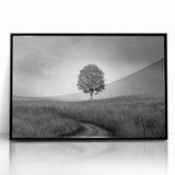 Minimalist Landscape Wall Art – Black and White Tree Scene Print