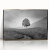 Minimalist Landscape Wall Art – Black and White Tree Scene Print