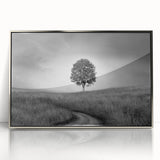 Minimalist Landscape Wall Art – Black and White Tree Scene Print
