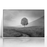 Minimalist Landscape Wall Art – Black and White Tree Scene Print