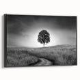 Minimalist Landscape Wall Art – Black and White Tree Scene Print