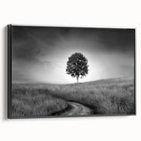 Minimalist Landscape Wall Art – Black and White Tree Scene Print