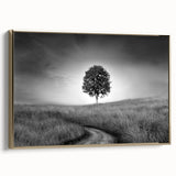 Minimalist Landscape Wall Art – Black and White Tree Scene Print