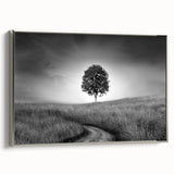 Minimalist Landscape Wall Art – Black and White Tree Scene Print