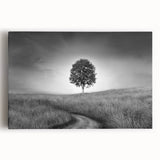 Minimalist Landscape Wall Art – Black and White Tree Scene Print