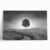 Minimalist Landscape Wall Art – Black and White Tree Scene Print