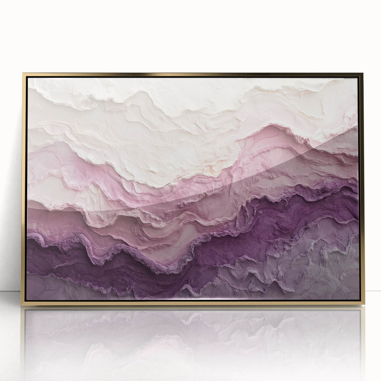Large Abstract Wall Decor – Textured Lavender & Blush Layers