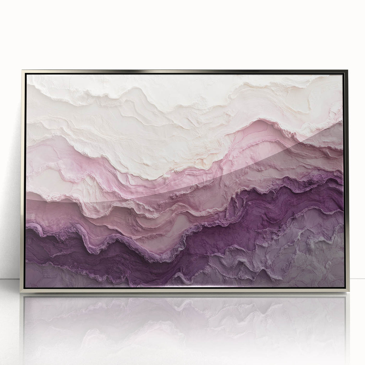 Large Abstract Wall Decor – Textured Lavender & Blush Layers