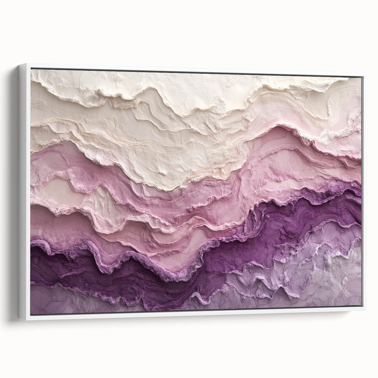 Large Abstract Wall Decor – Textured Lavender & Blush Layers