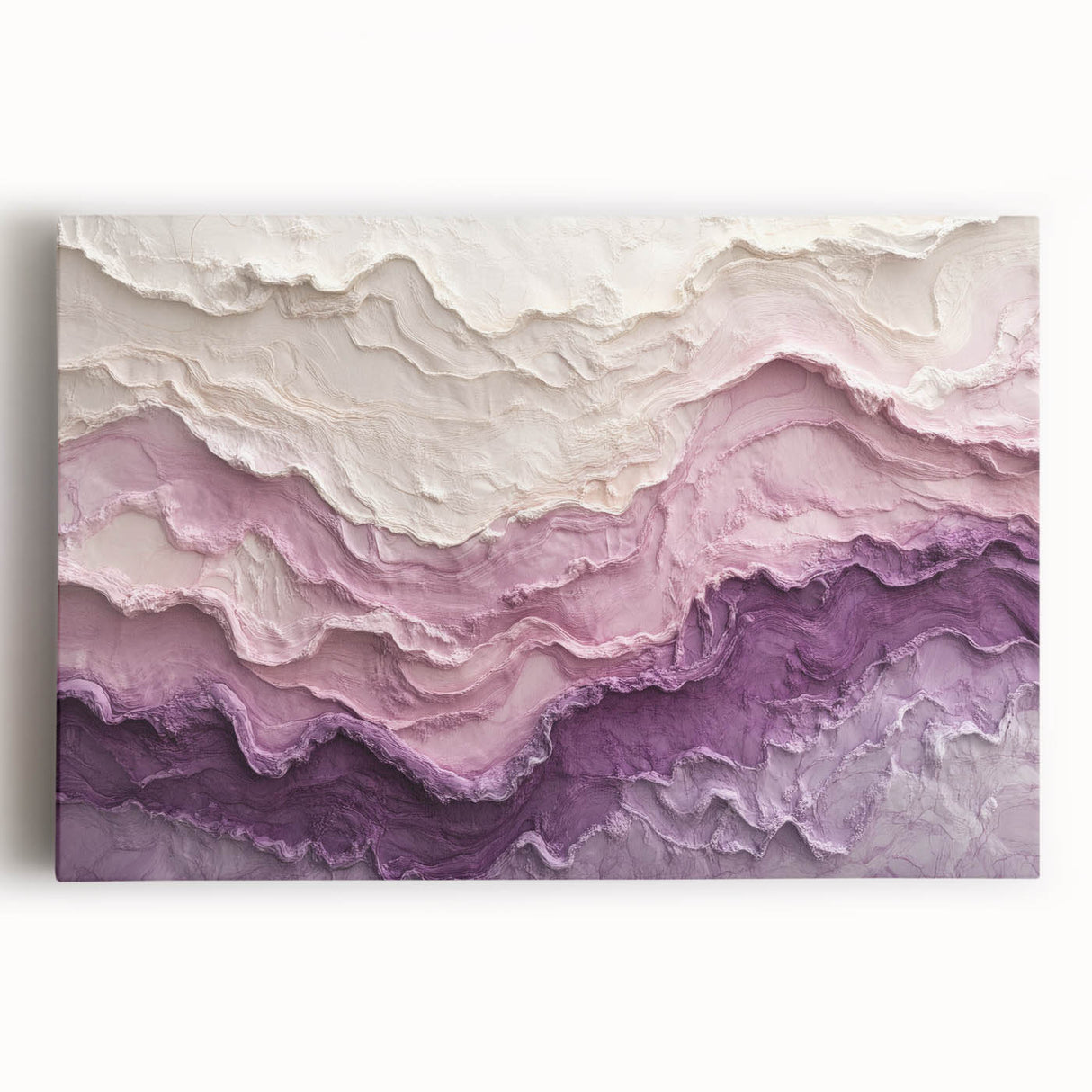 Large Abstract Wall Decor – Textured Lavender & Blush Layers