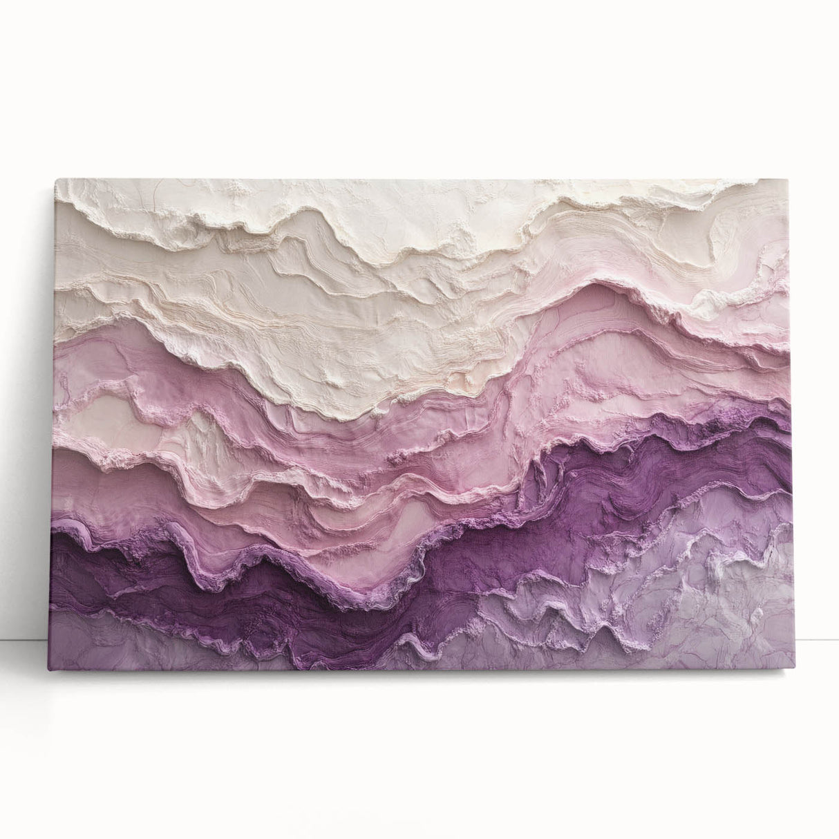Large Abstract Wall Decor – Textured Lavender & Blush Layers