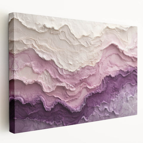 Large Abstract Wall Decor – Textured Lavender & Blush Layers