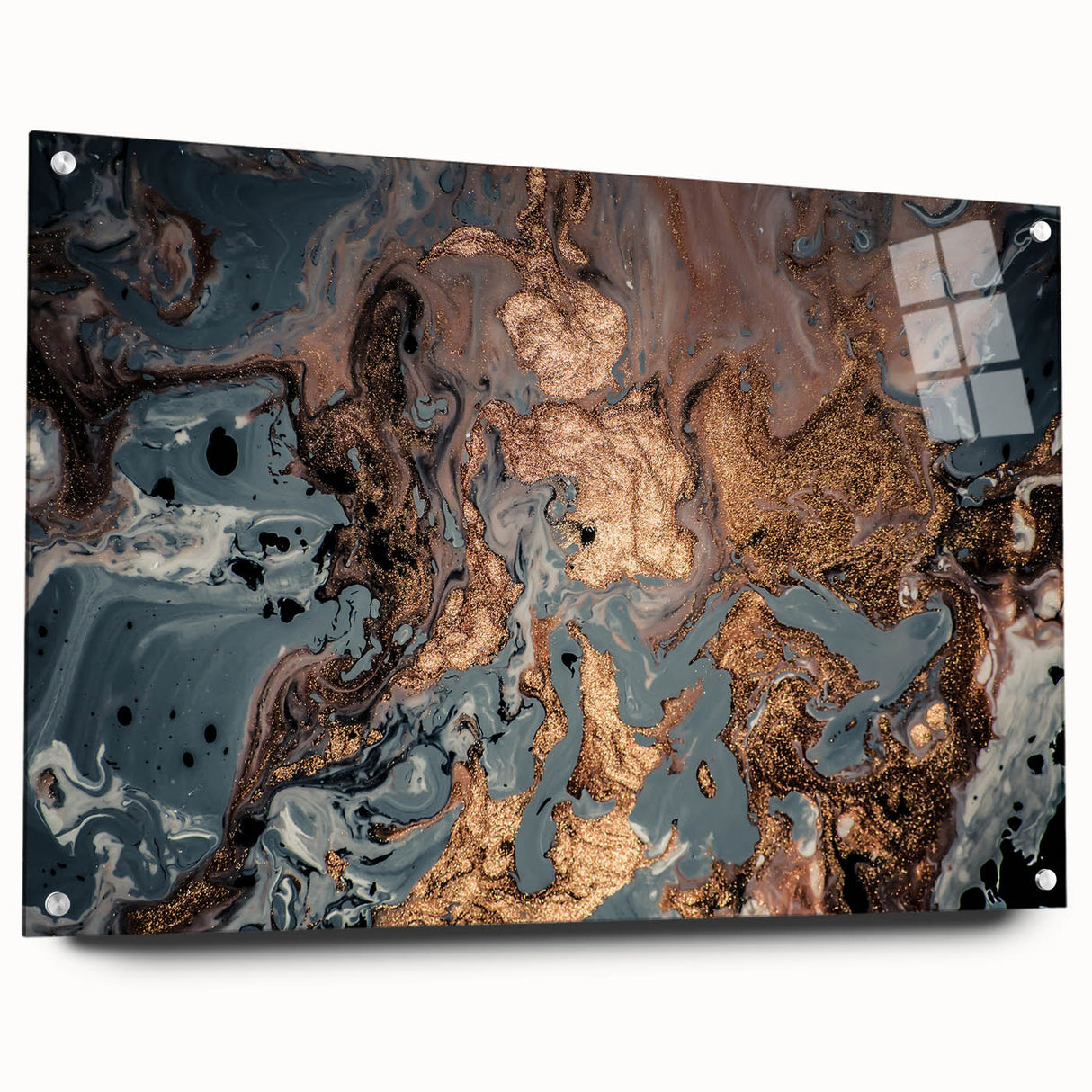 High-End Abstract Canvas Prints – Elegant Blue Gray & Gold Art