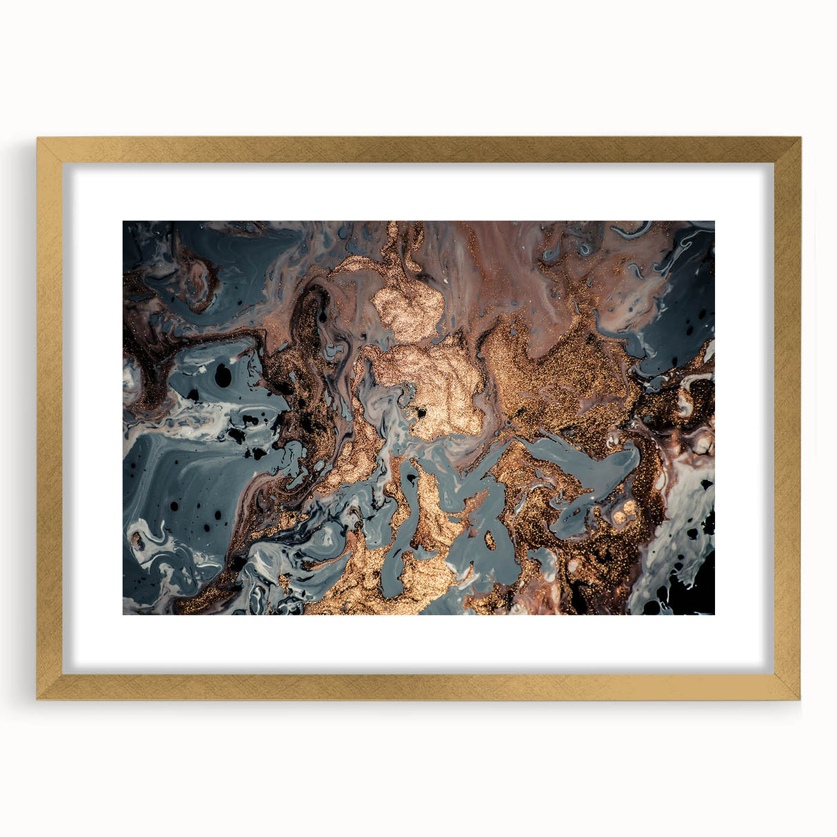 High-End Abstract Canvas Prints – Elegant Blue Gray & Gold Art