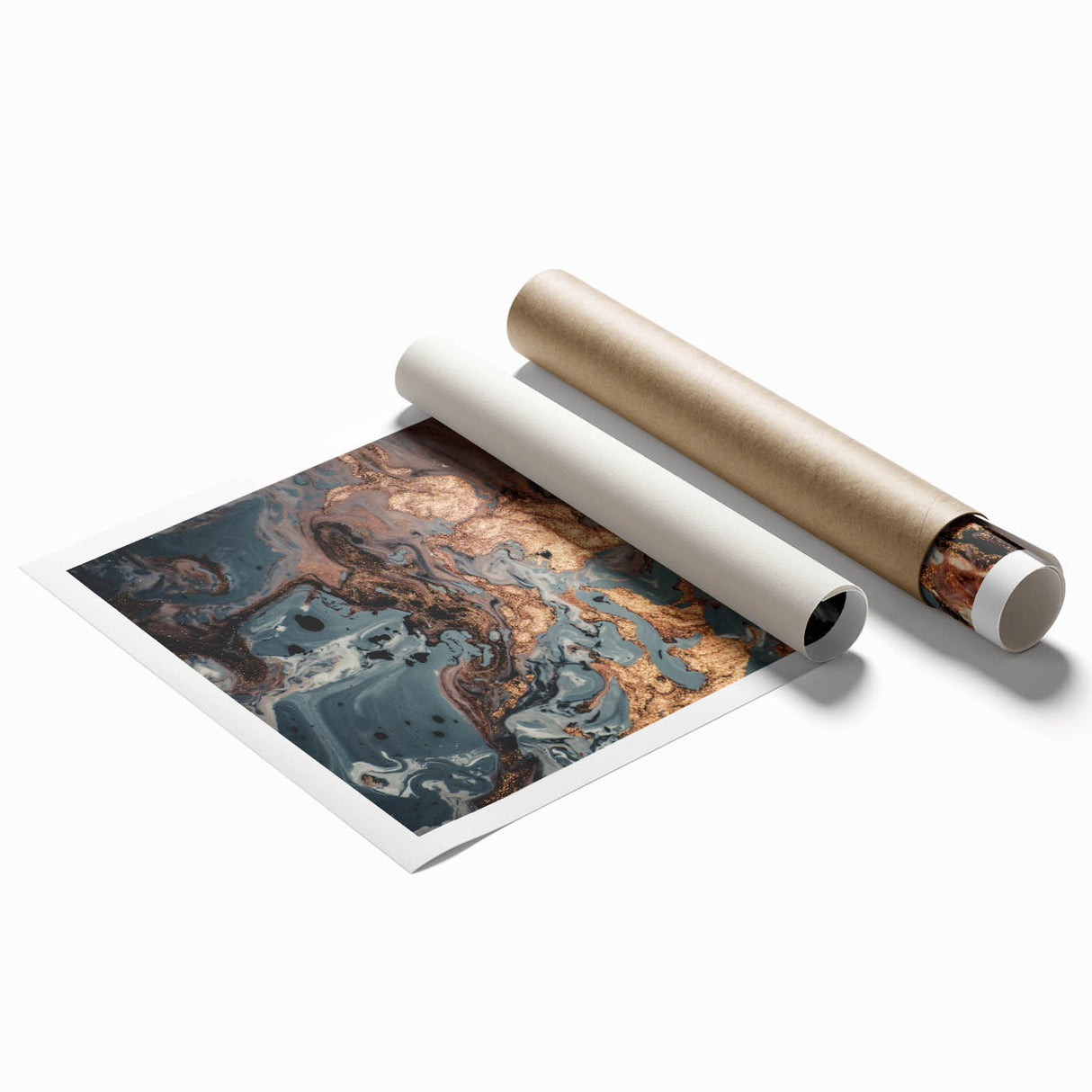 High-End Abstract Canvas Prints – Elegant Blue Gray & Gold Art