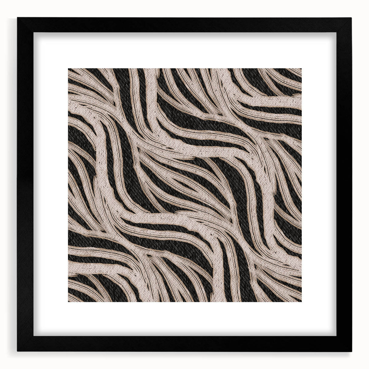 Earthen Harmony Abstracts - Flowing Line Art in Beige and Black
