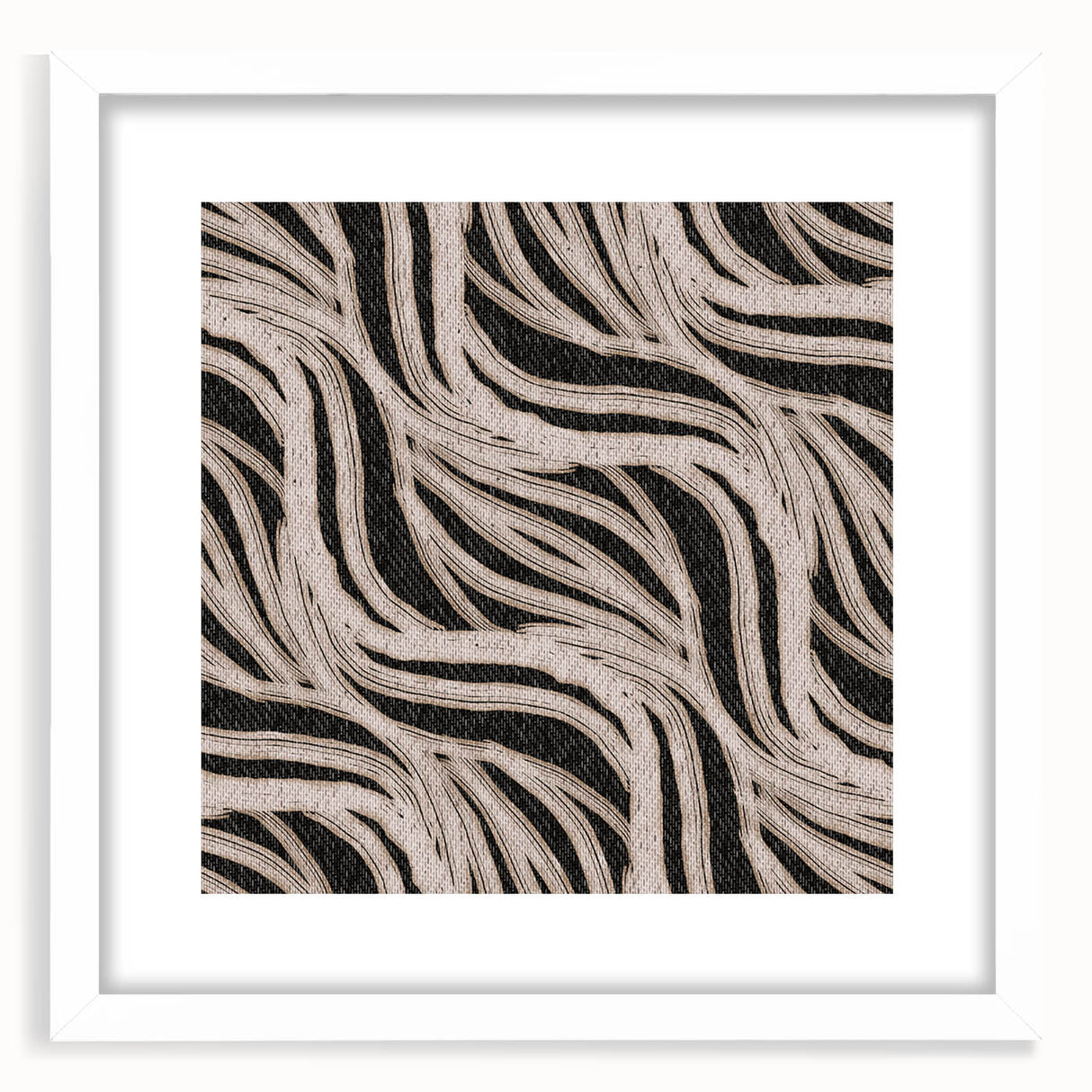 Earthen Harmony Abstracts - Flowing Line Art in Beige and Black