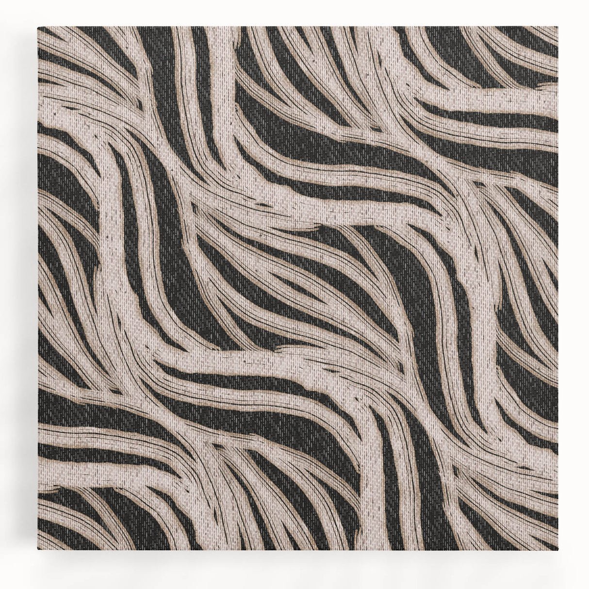 Earthen Harmony Abstracts - Flowing Line Art in Beige and Black