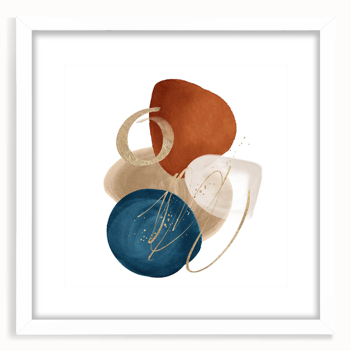 Geometric Minimalist Abstract Wall Art – Teal, Beige & Orange Print