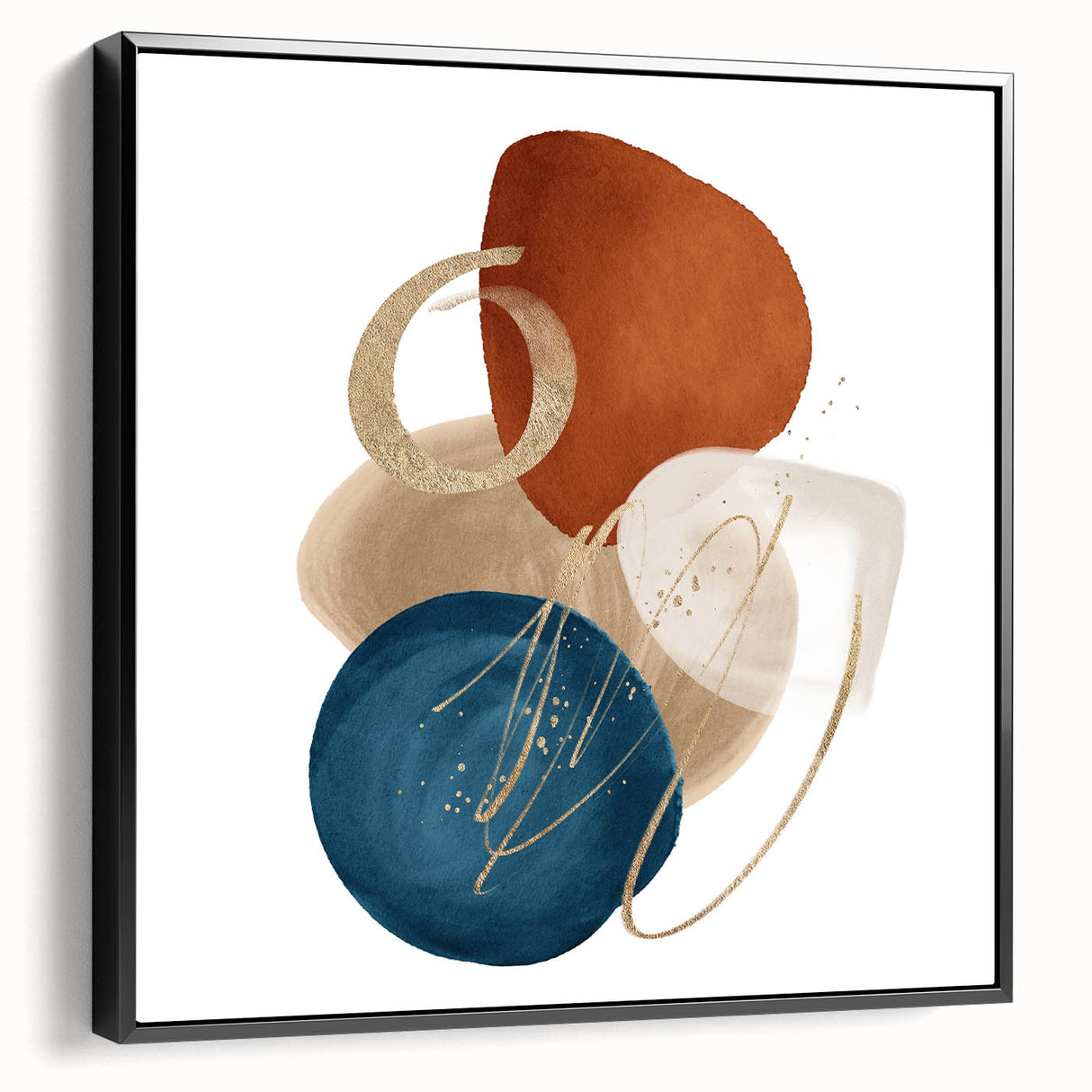 Geometric Minimalist Abstract Wall Art – Teal, Beige & Orange Print