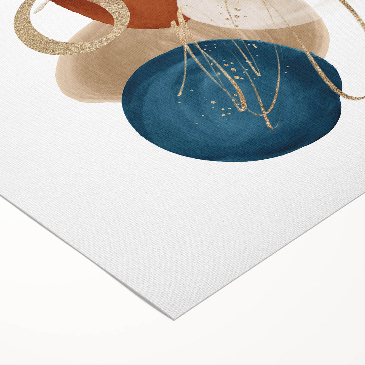 Geometric Minimalist Abstract Wall Art – Teal, Beige & Orange Print