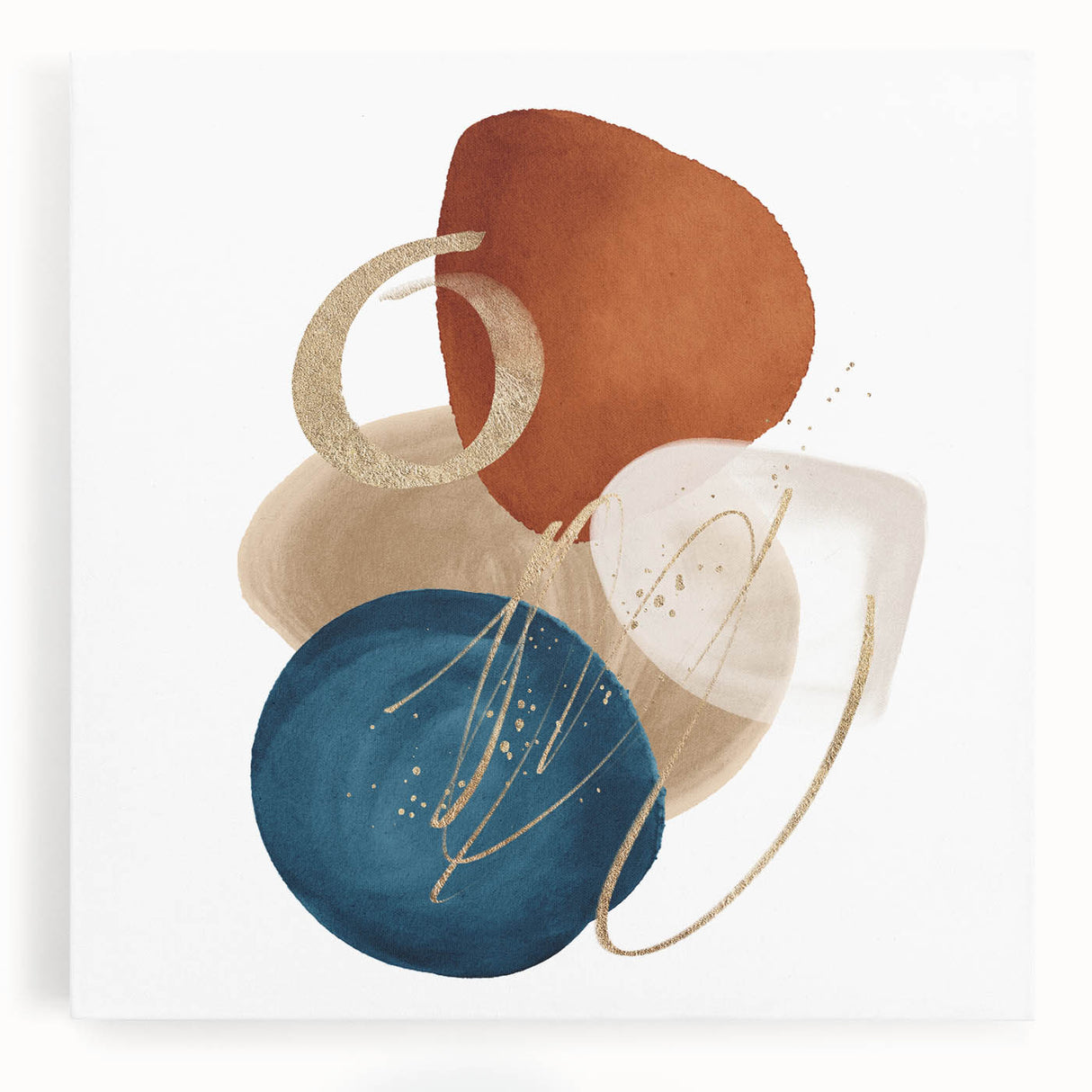 Geometric Minimalist Abstract Wall Art – Teal, Beige & Orange Print