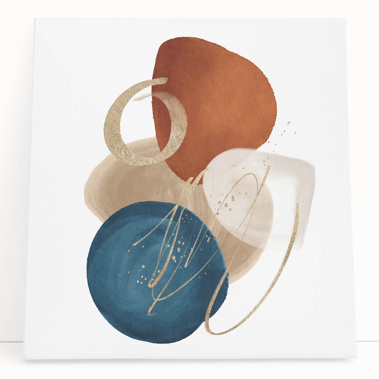 Geometric Minimalist Abstract Wall Art – Teal, Beige & Orange Print