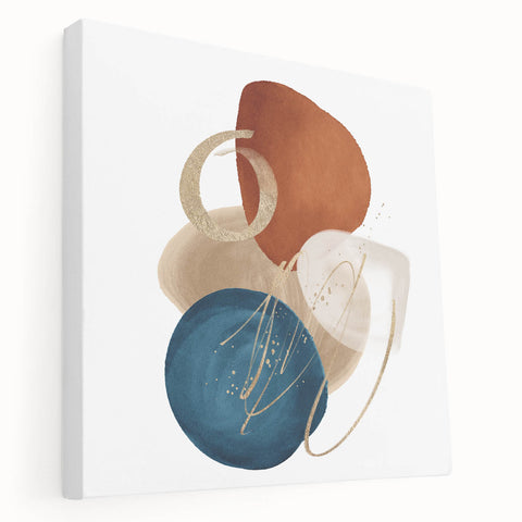 Geometric Minimalist Abstract Wall Art – Teal, Beige & Orange Print