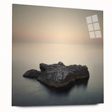 Minimalist Coastal Landscape Art – Serene Ocean Rock Scene Print