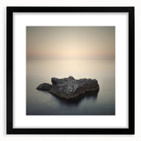 Minimalist Coastal Landscape Art – Serene Ocean Rock Scene Print