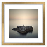 Minimalist Coastal Landscape Art – Serene Ocean Rock Scene Print