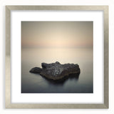 Minimalist Coastal Landscape Art – Serene Ocean Rock Scene Print