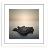 Minimalist Coastal Landscape Art – Serene Ocean Rock Scene Print