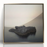 Minimalist Coastal Landscape Art – Serene Ocean Rock Scene Print