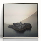 Minimalist Coastal Landscape Art – Serene Ocean Rock Scene Print