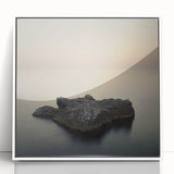 Minimalist Coastal Landscape Art – Serene Ocean Rock Scene Print