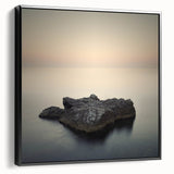 Minimalist Coastal Landscape Art – Serene Ocean Rock Scene Print