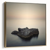 Minimalist Coastal Landscape Art – Serene Ocean Rock Scene Print
